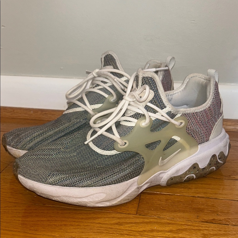 Nike React Presto Flyknit Mens 13 Shoes Recycled Multi-Color White